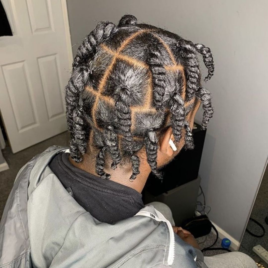chunky two strand twists with rubber band