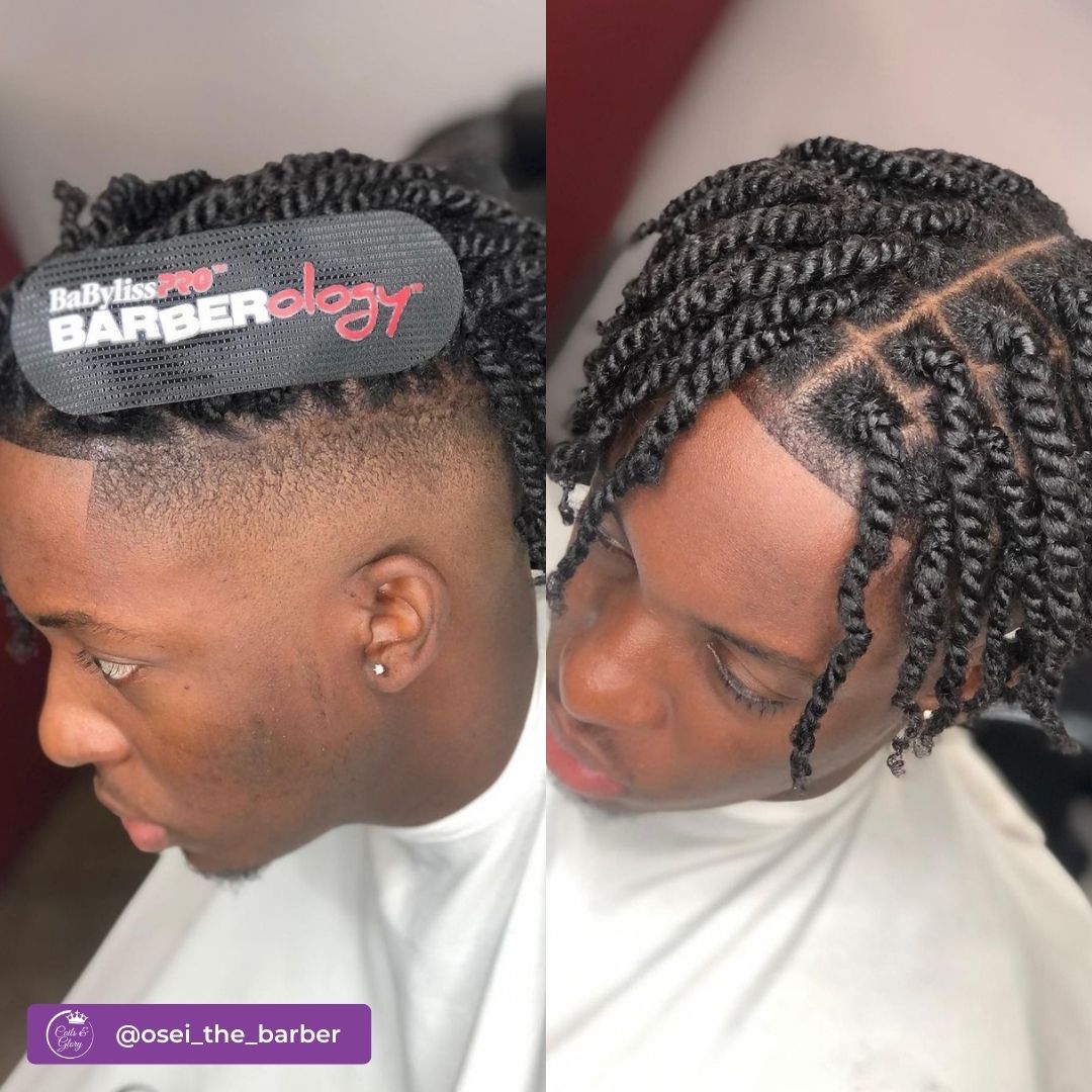 juicy two strand twists with a fade