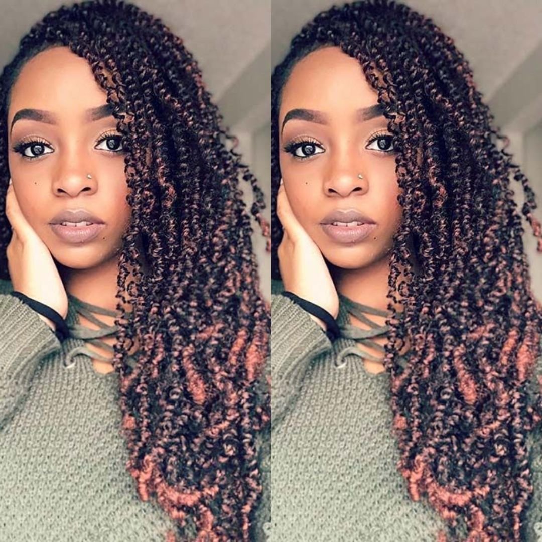 passion twists hairstyle colored ombre