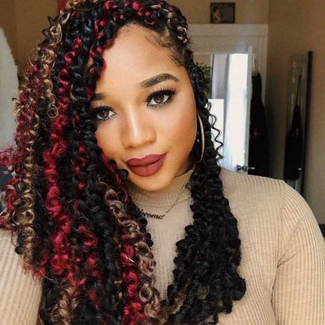 passion twist hairstyle with highlights