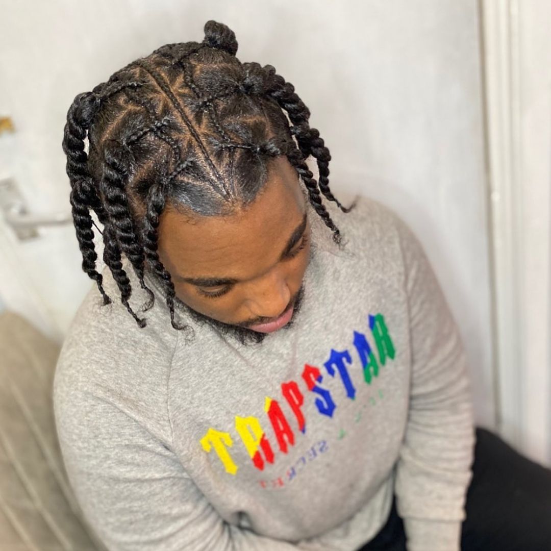 two strand twists with cornrows 