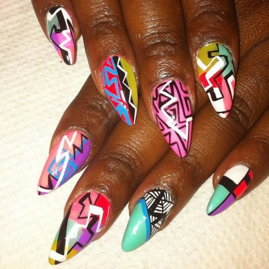 aztec theme nails design for black women