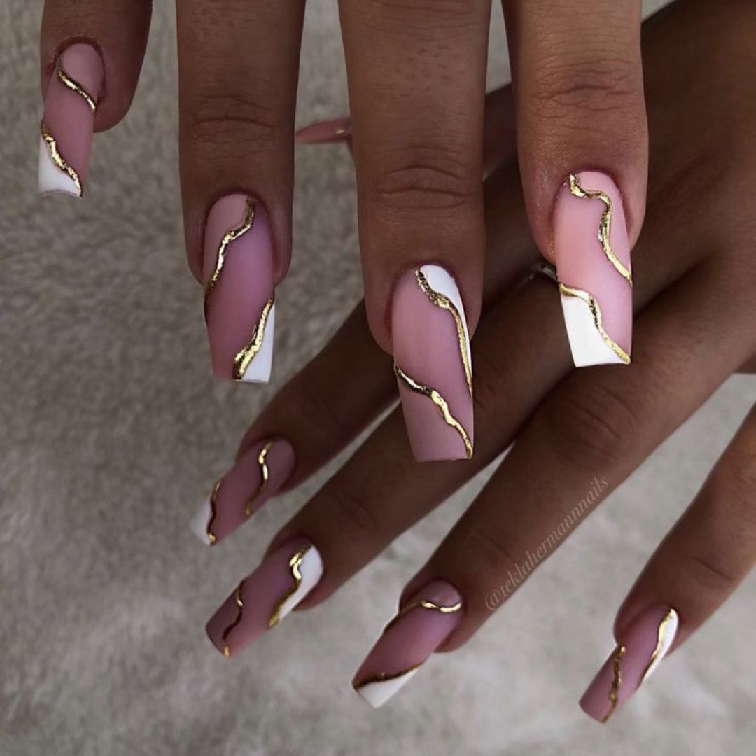Pink and glitter nails on black women