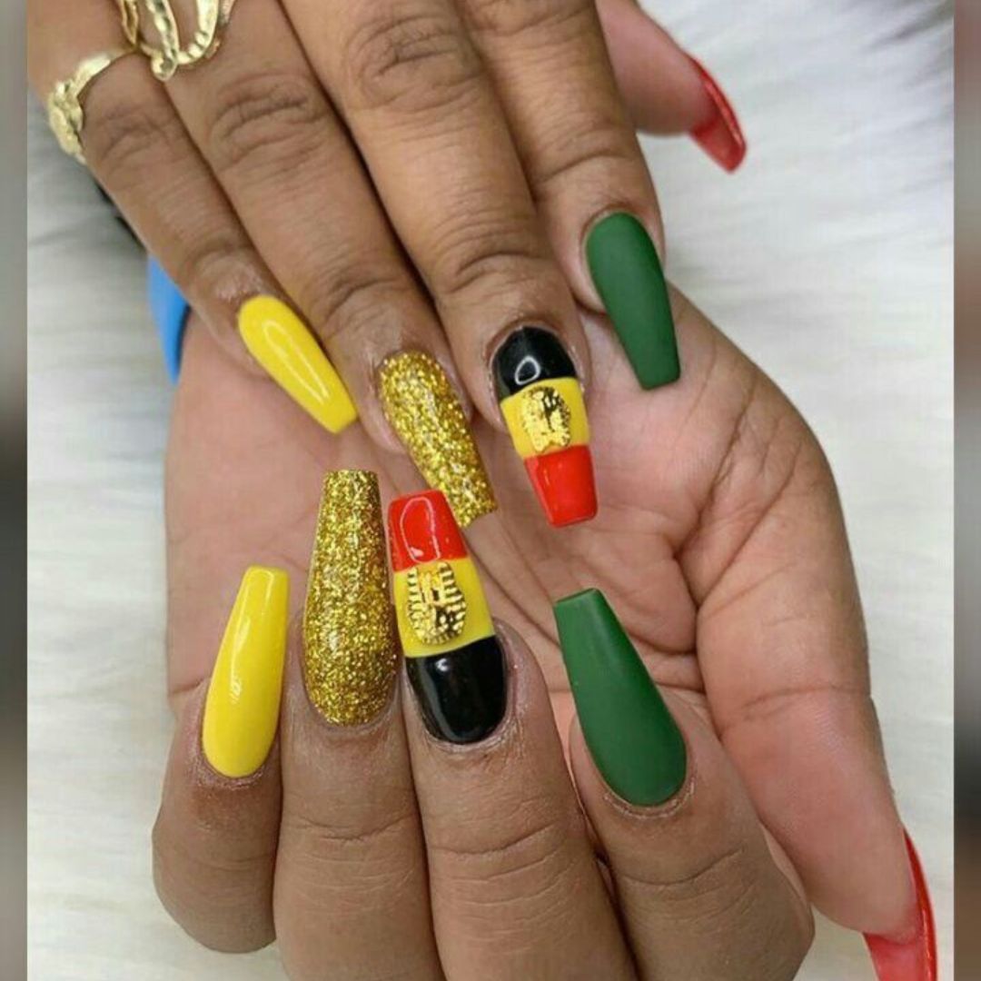 multi-colored nails design for black girls