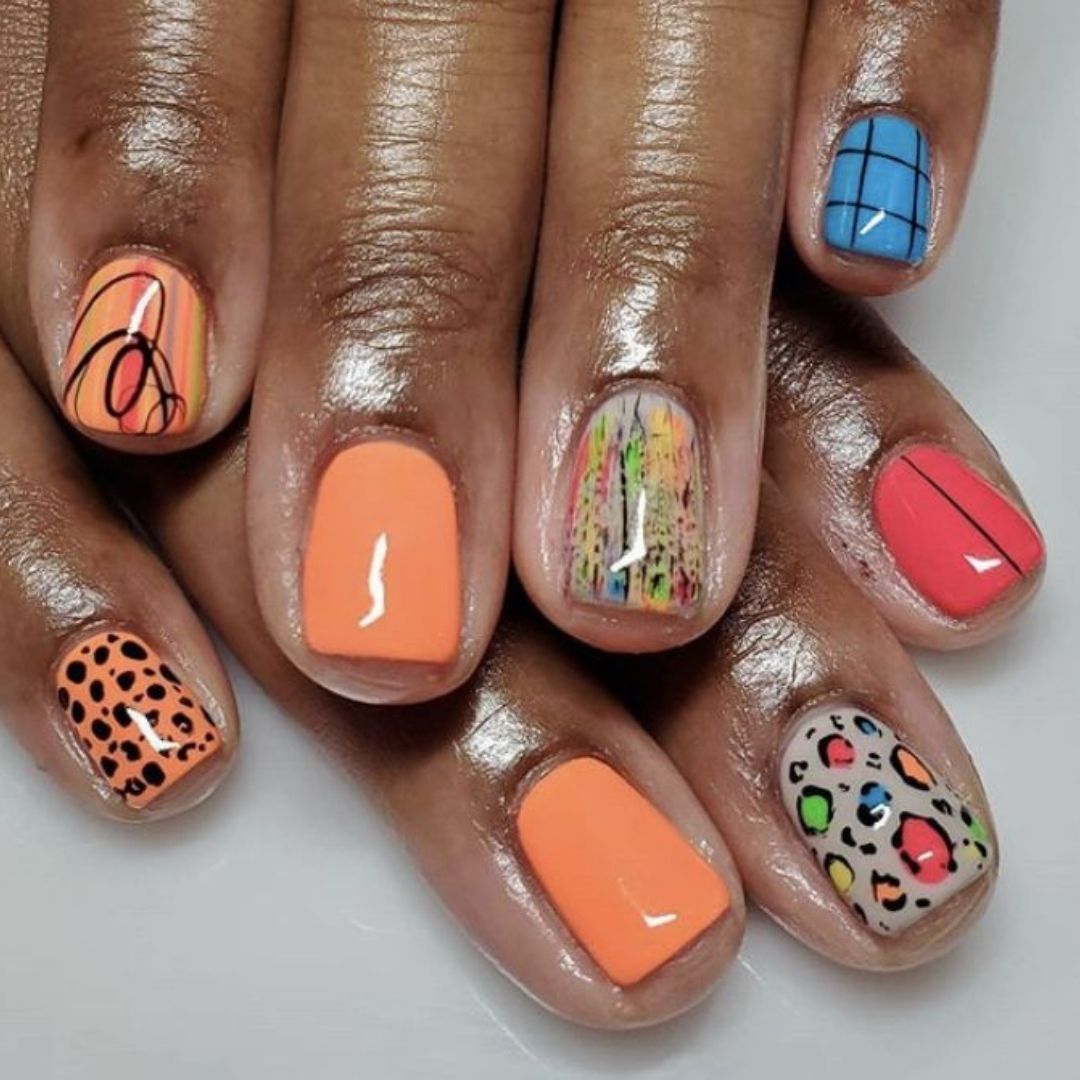 leopard print nails on black women