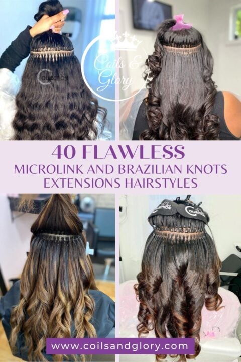 perfect microlink and brazilian knots extension on black women