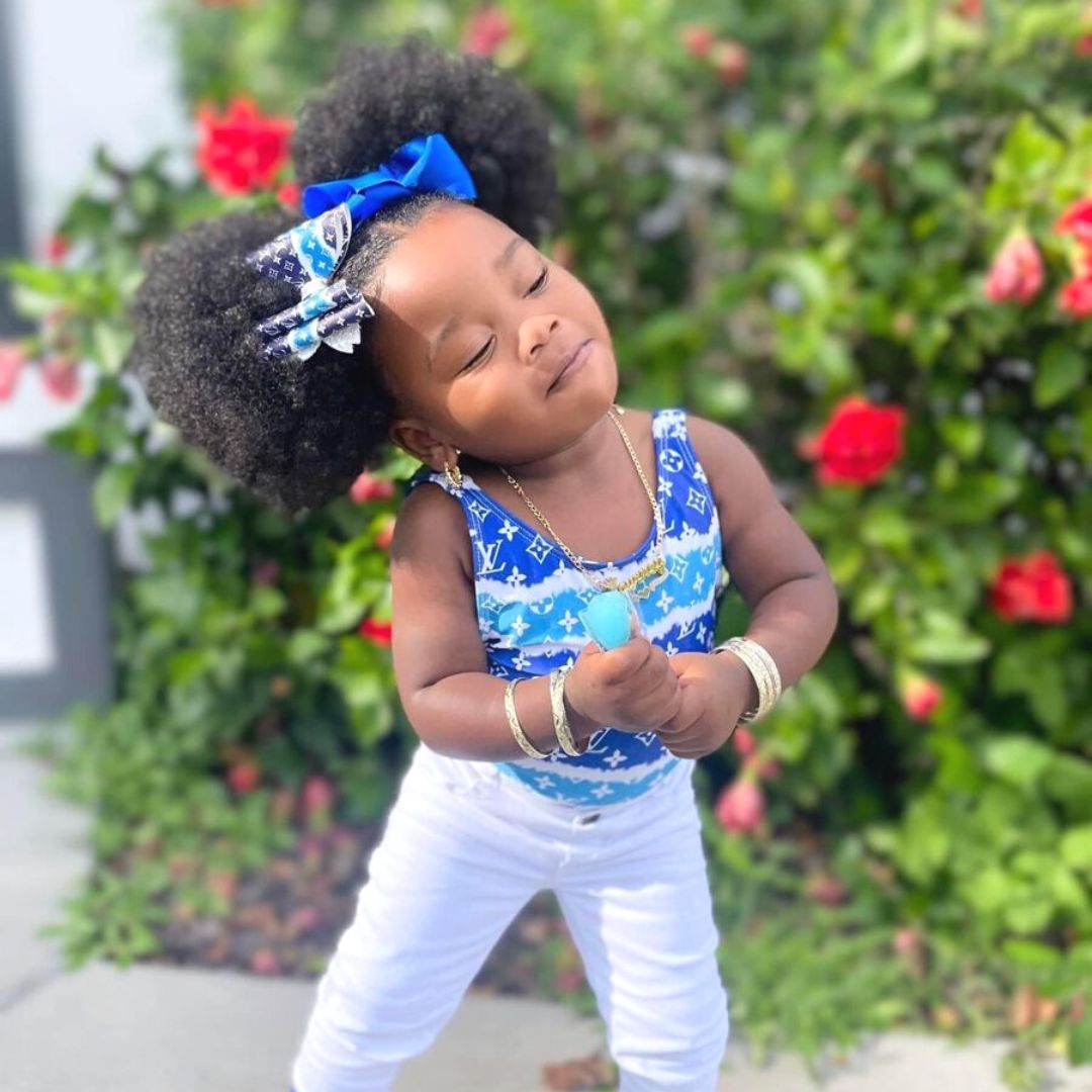 giant puffs hairstyle for 3 year old black girls