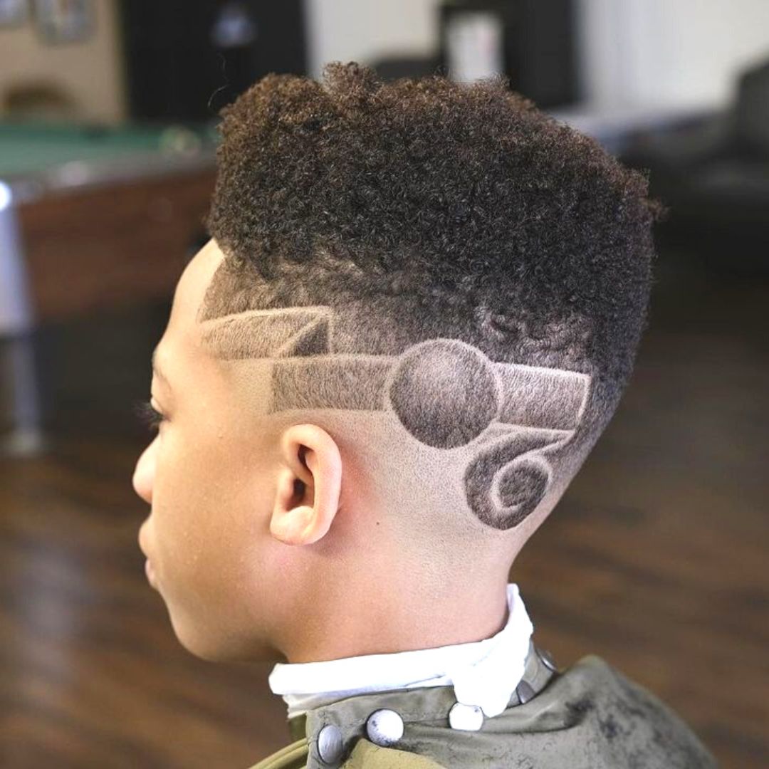 taper fade with design for black boys