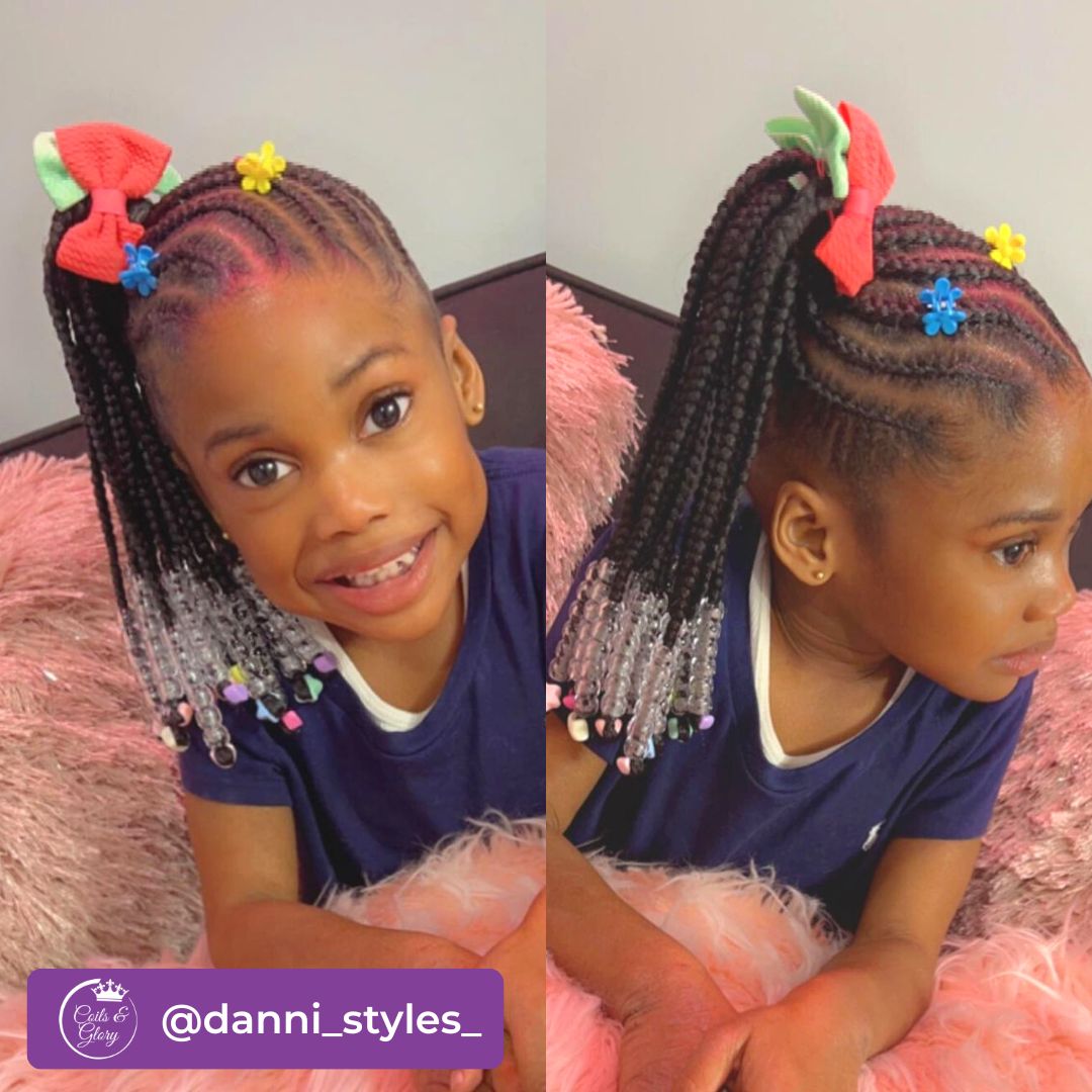 braided hairstyle with beads for black kids