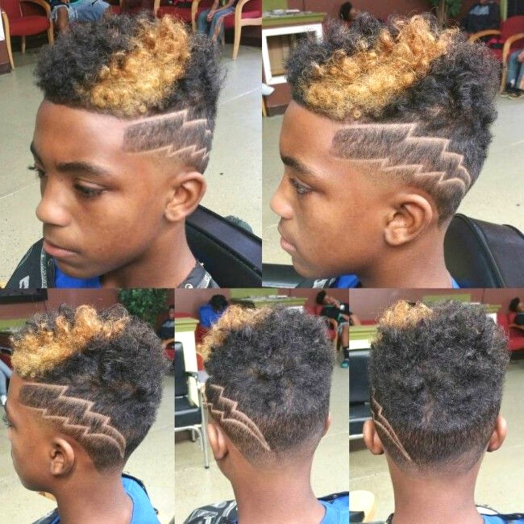 fade haircut with design on black boys