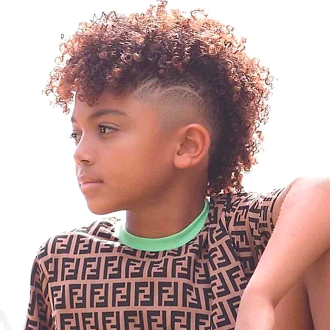 curly hairstyle with faded side