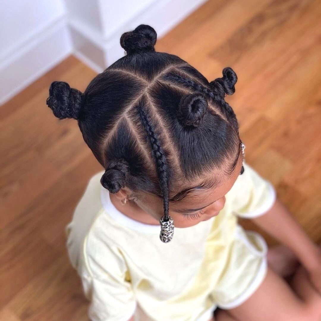 cute bantu knots hairstyle on kids