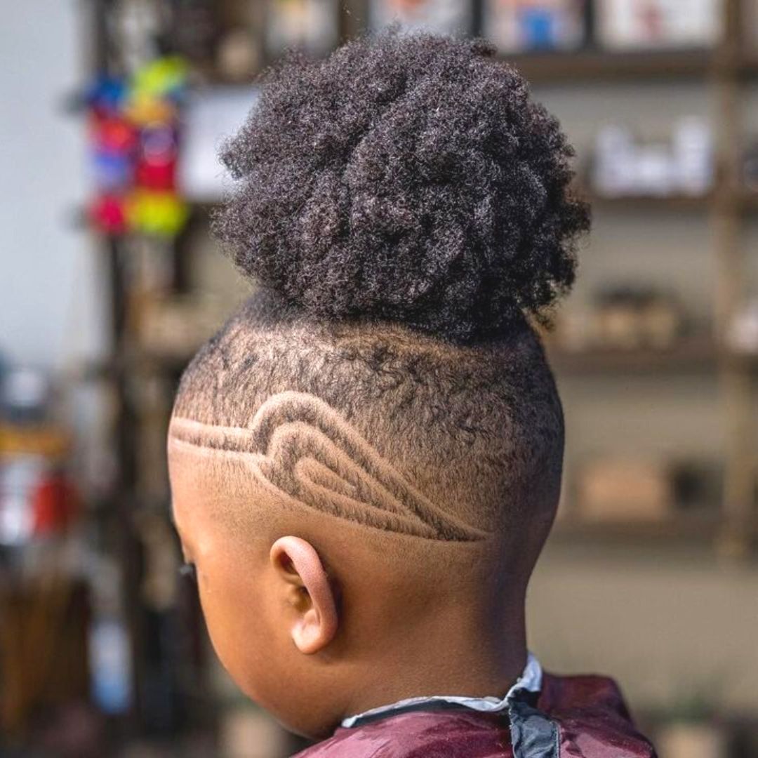 top knot with undercut on black toddler