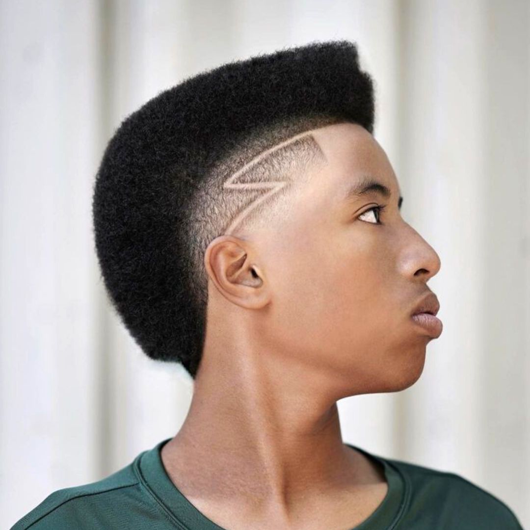 mohawk hair cut with shaved line for black teenage boys