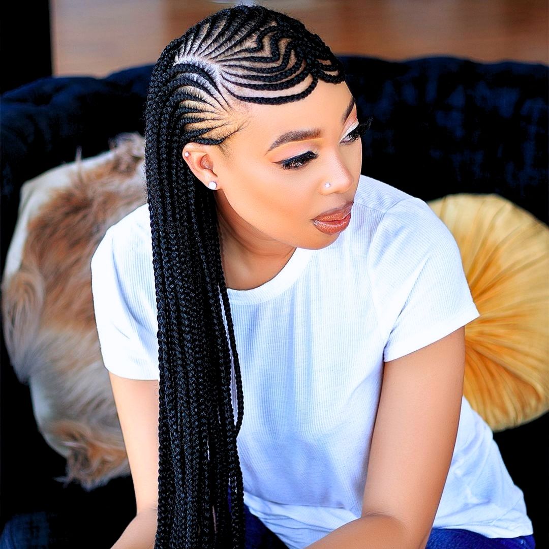 cornrows with bangs on brown women