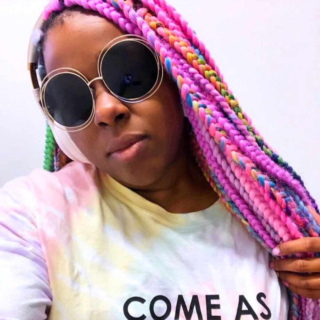 colorful yarn braids hairstyle