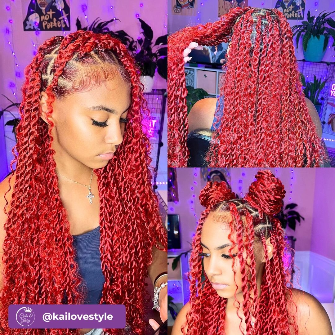 hot red boho twists on black women