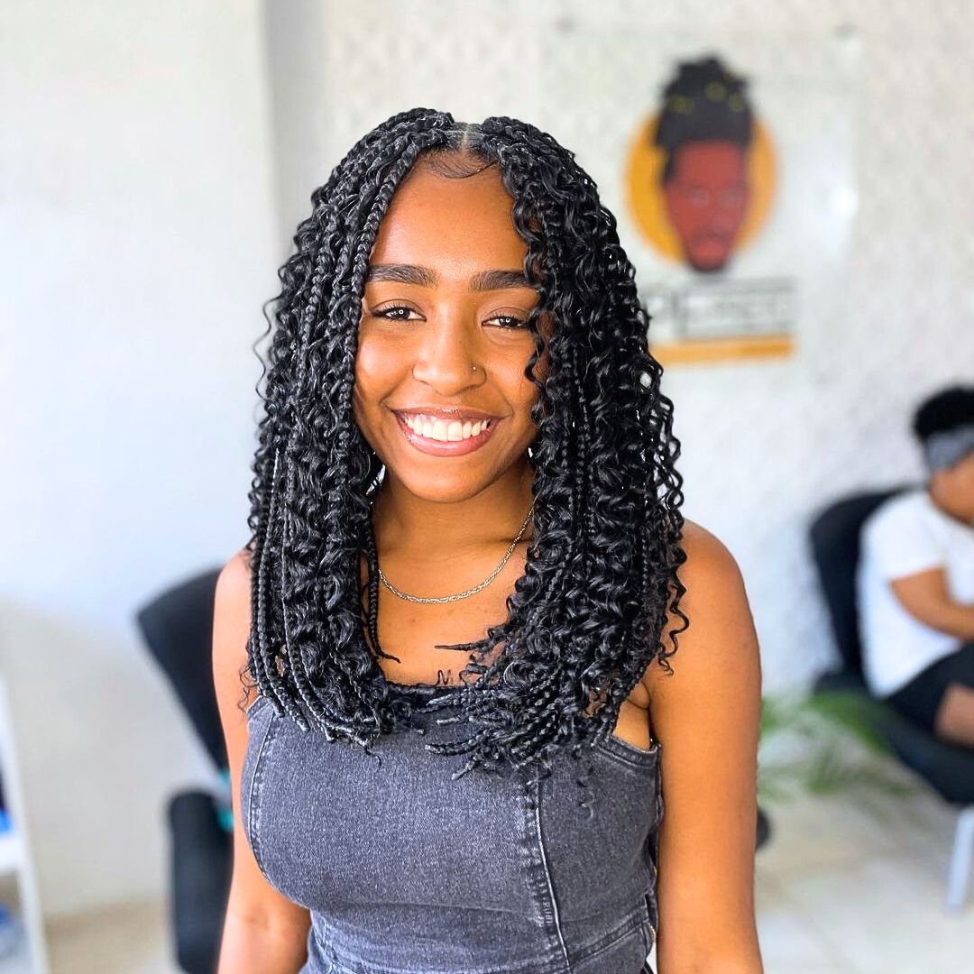 short boho box braids for teens