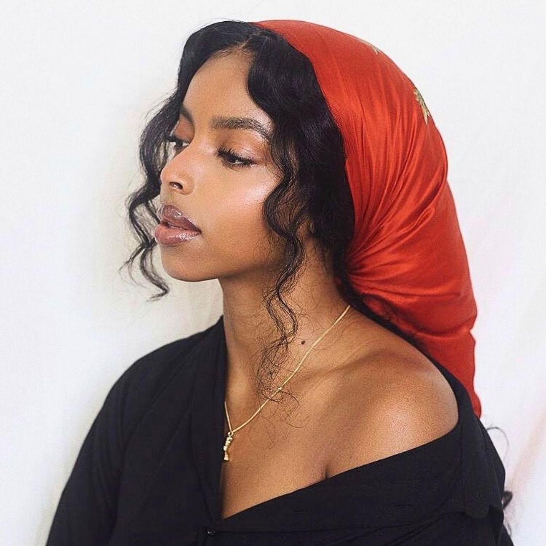 natural hair with head scarf