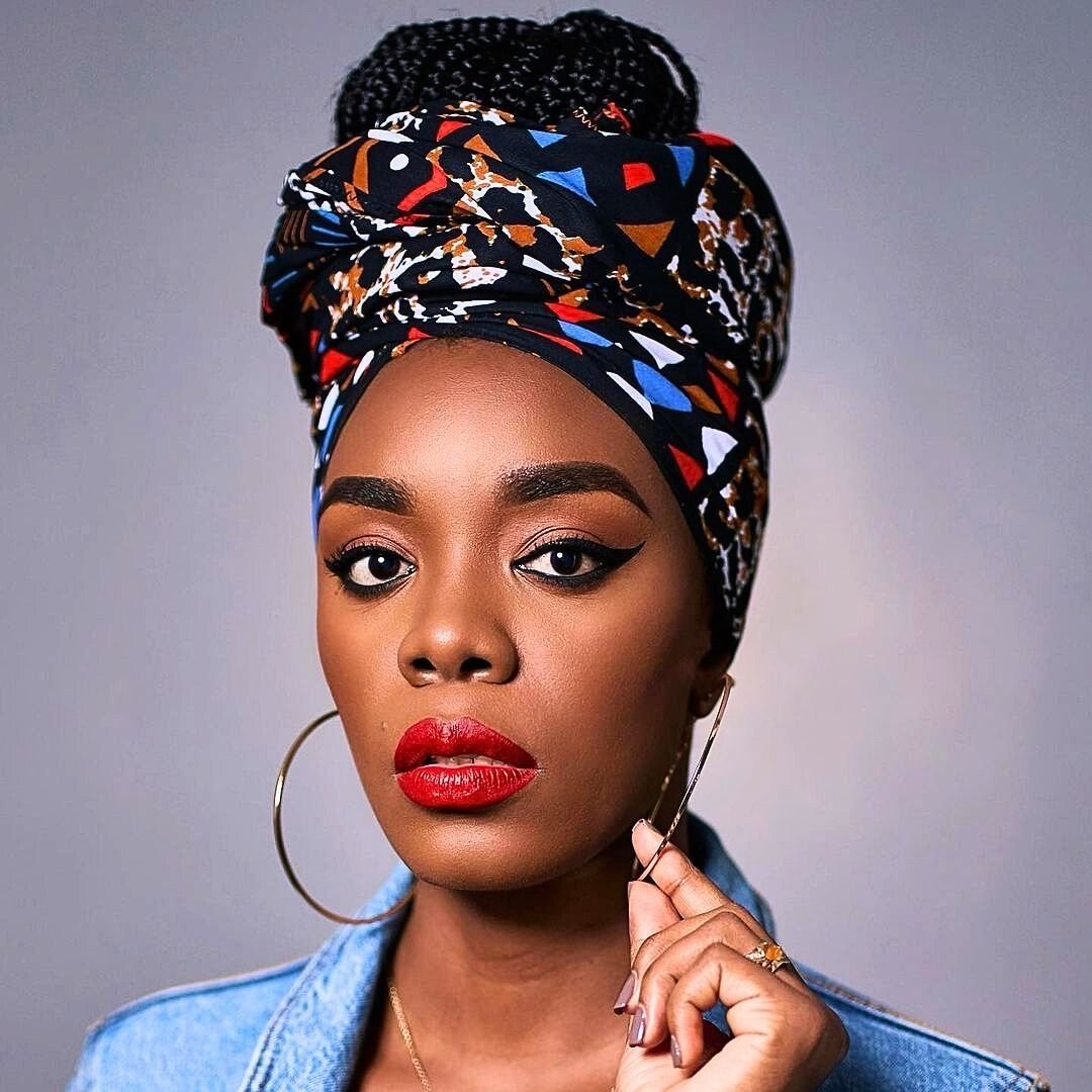 black hair head wrap style