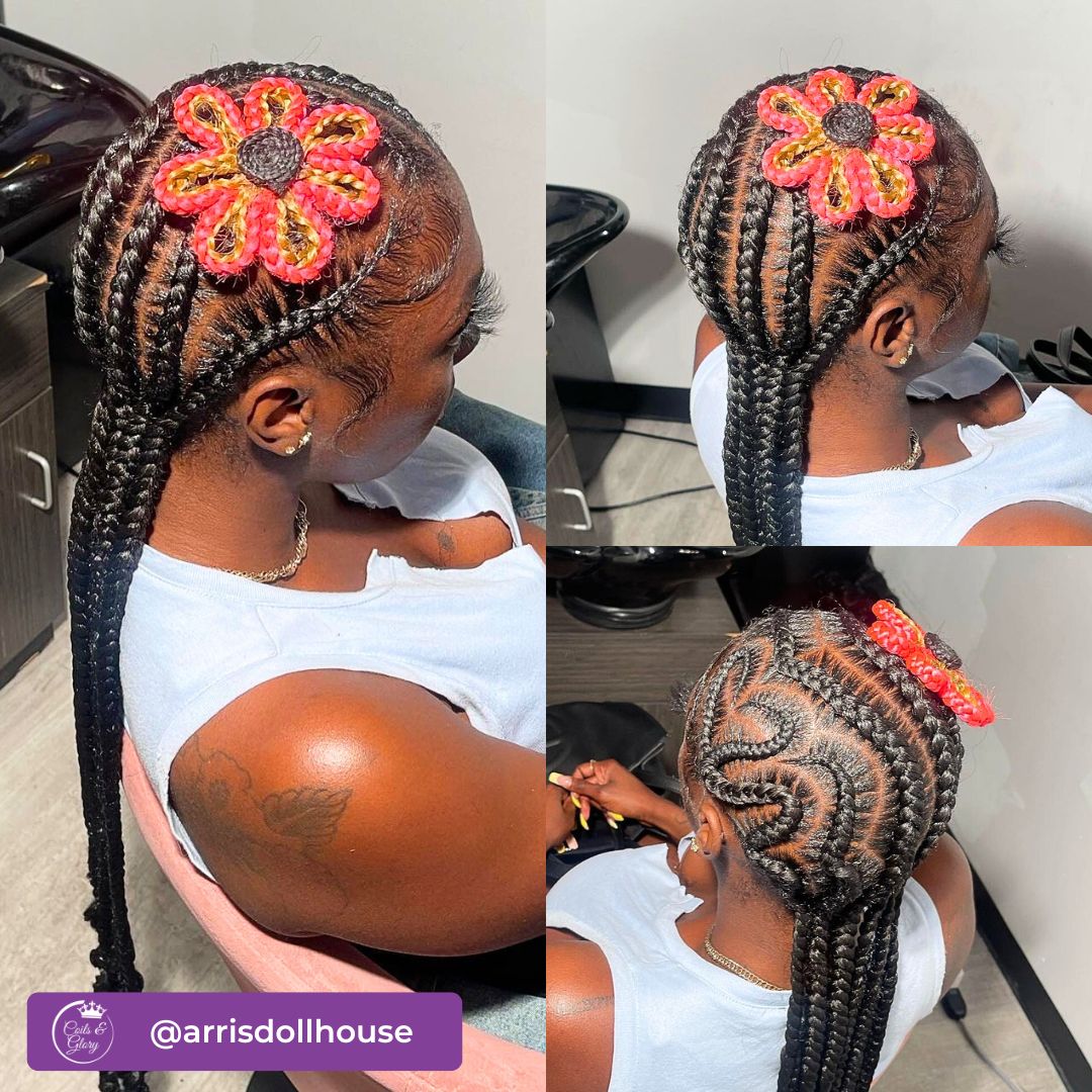 all back stitch braids on teenage black girl
