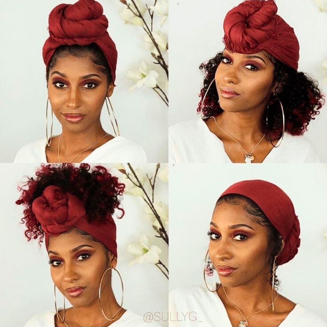 head scarf on natural curly hair