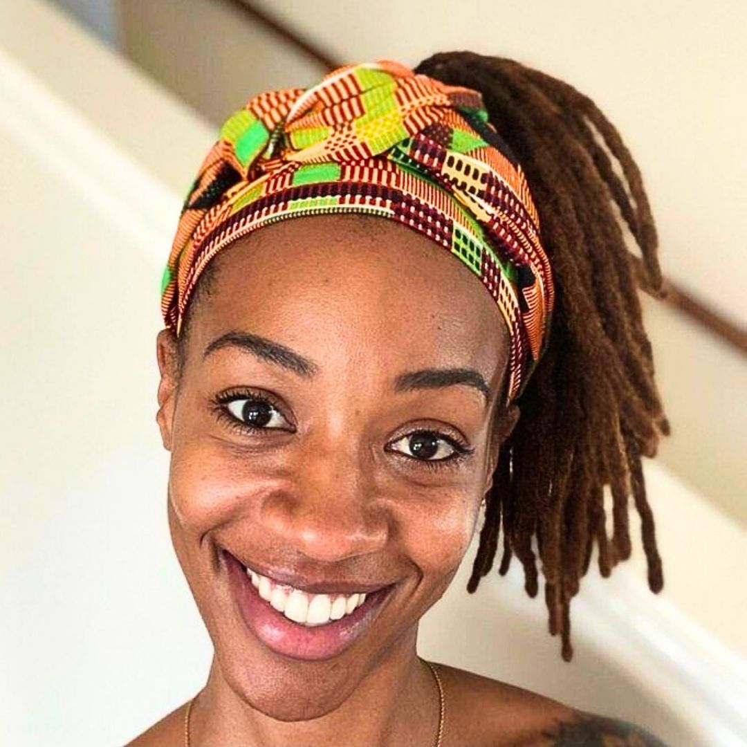 head scarf style on short locs