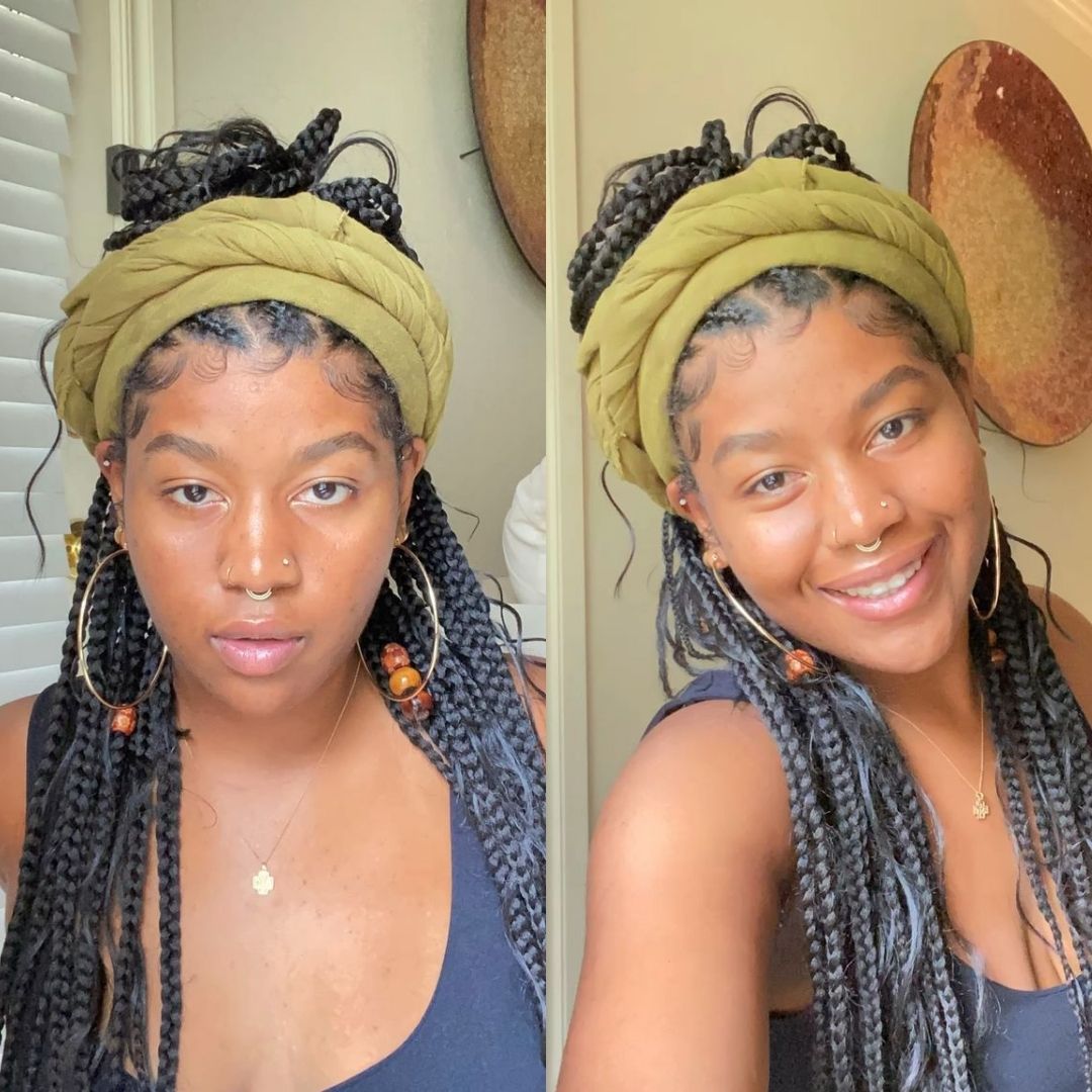 head wrap style on box braids