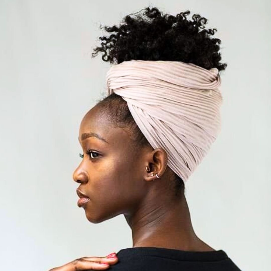 head scarf on natural curly hair