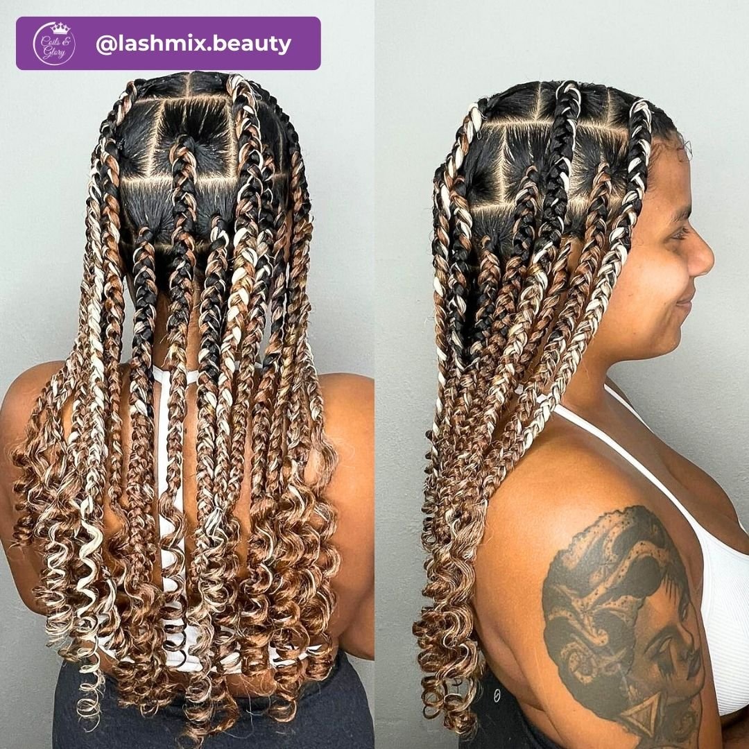 Jumbo braids with Curls