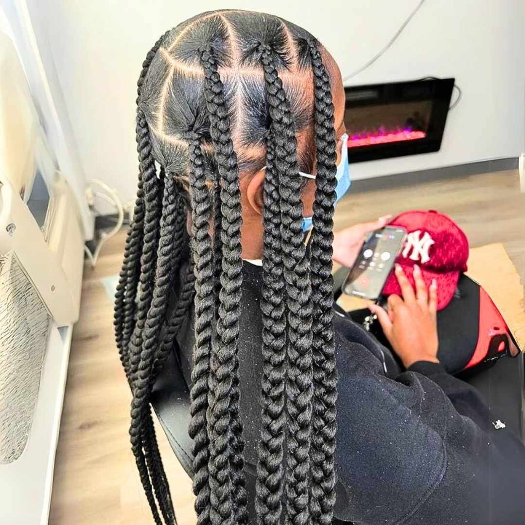 Waist length jumbo braids