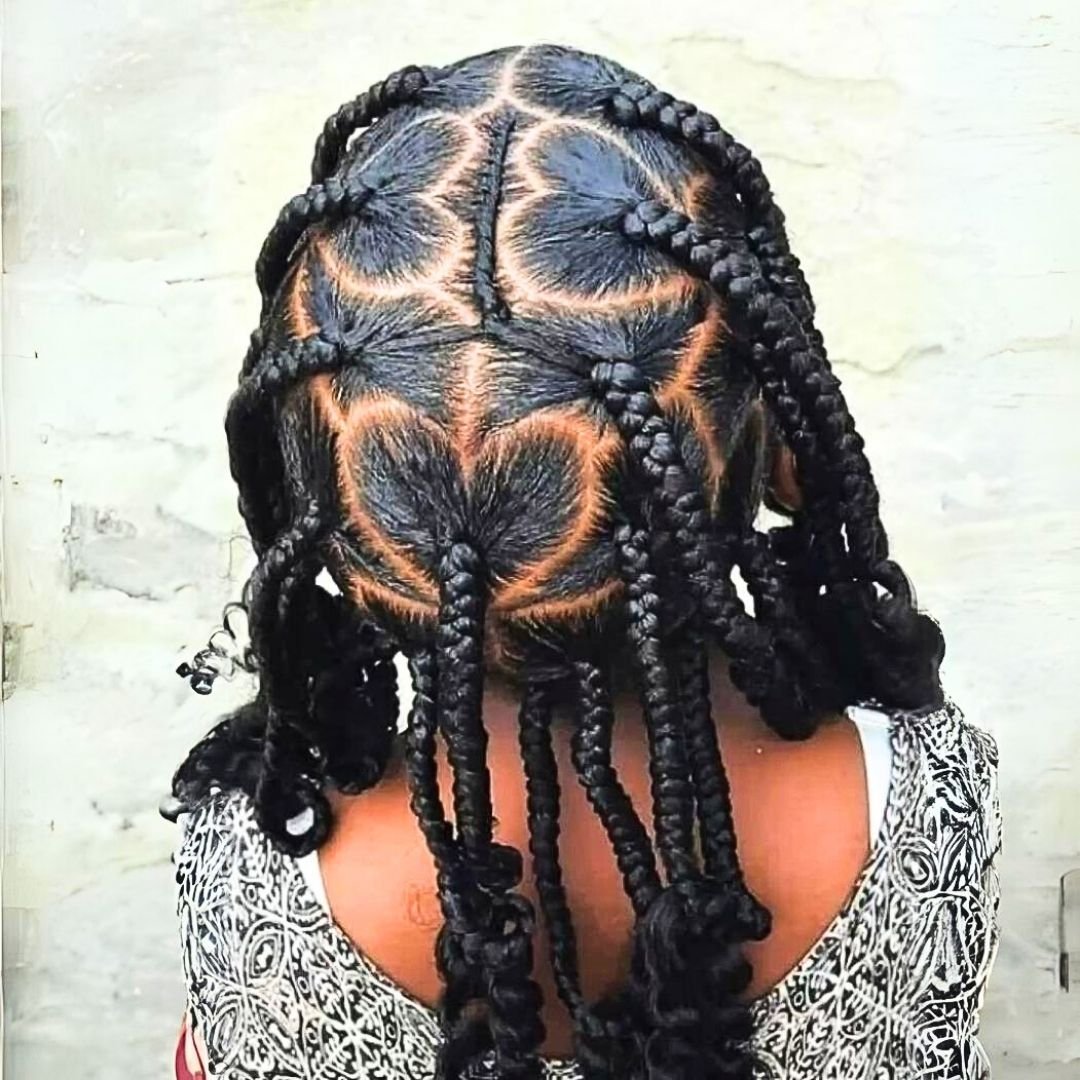 heart shaped braids on black kids