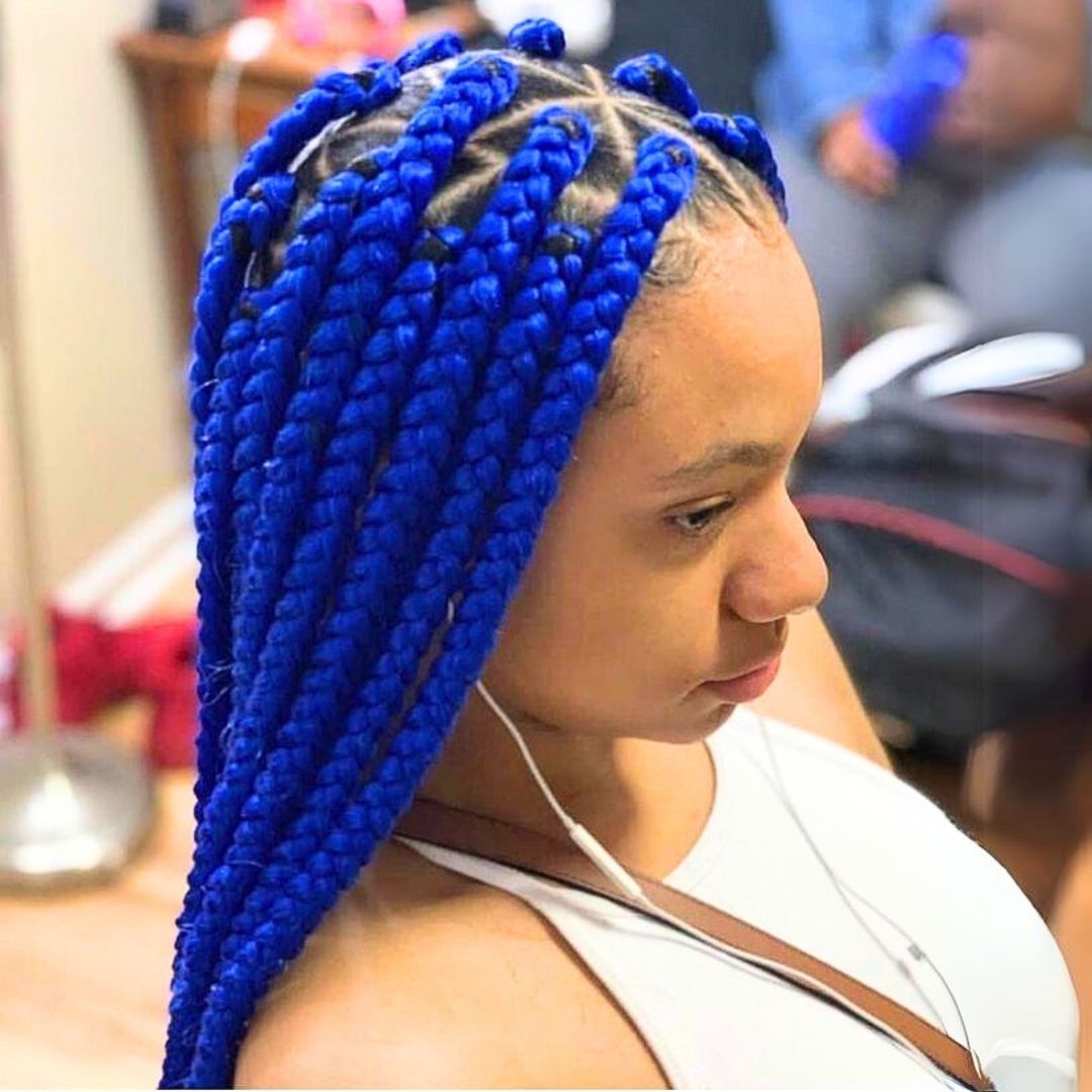 blue braids on black women