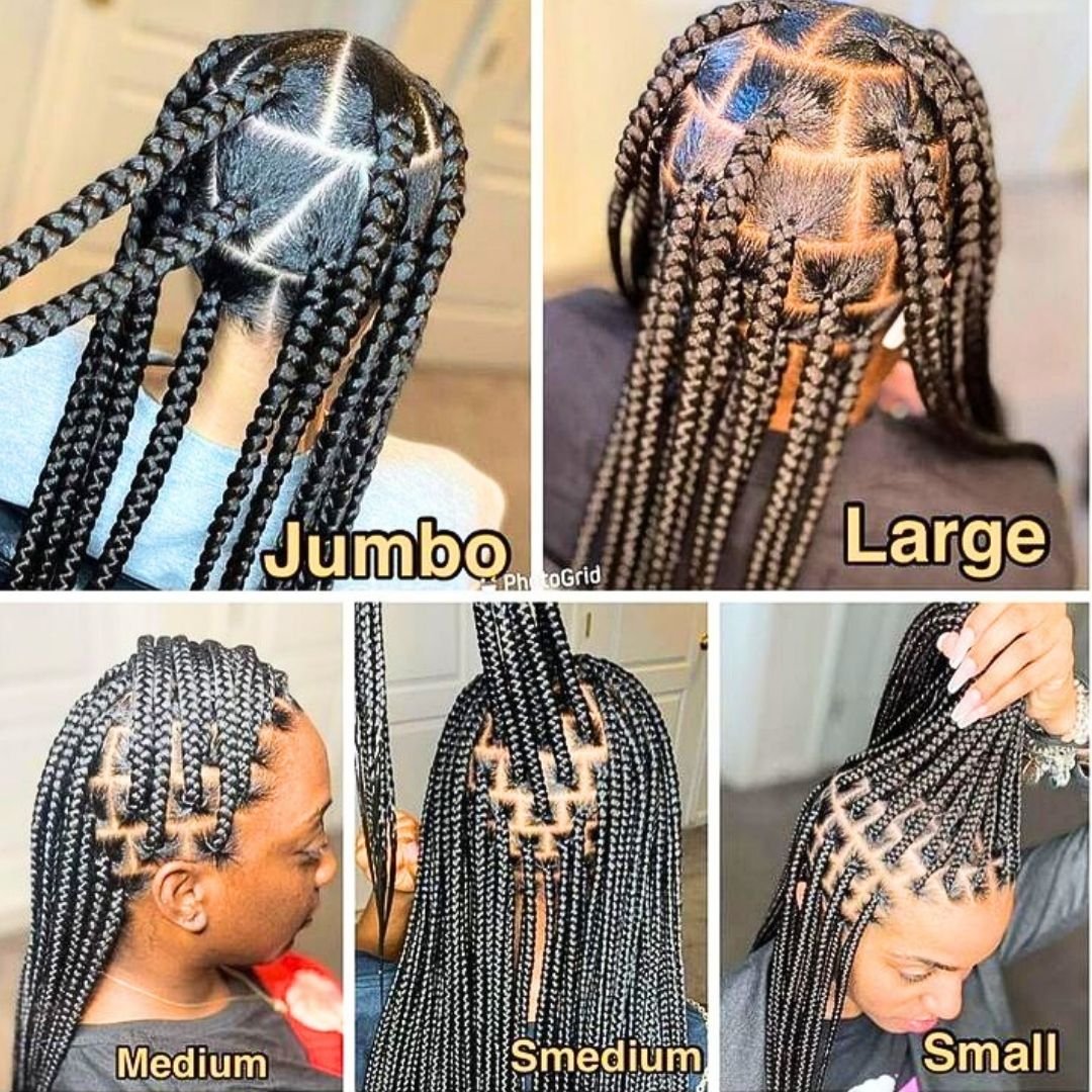 Different sizes of braids