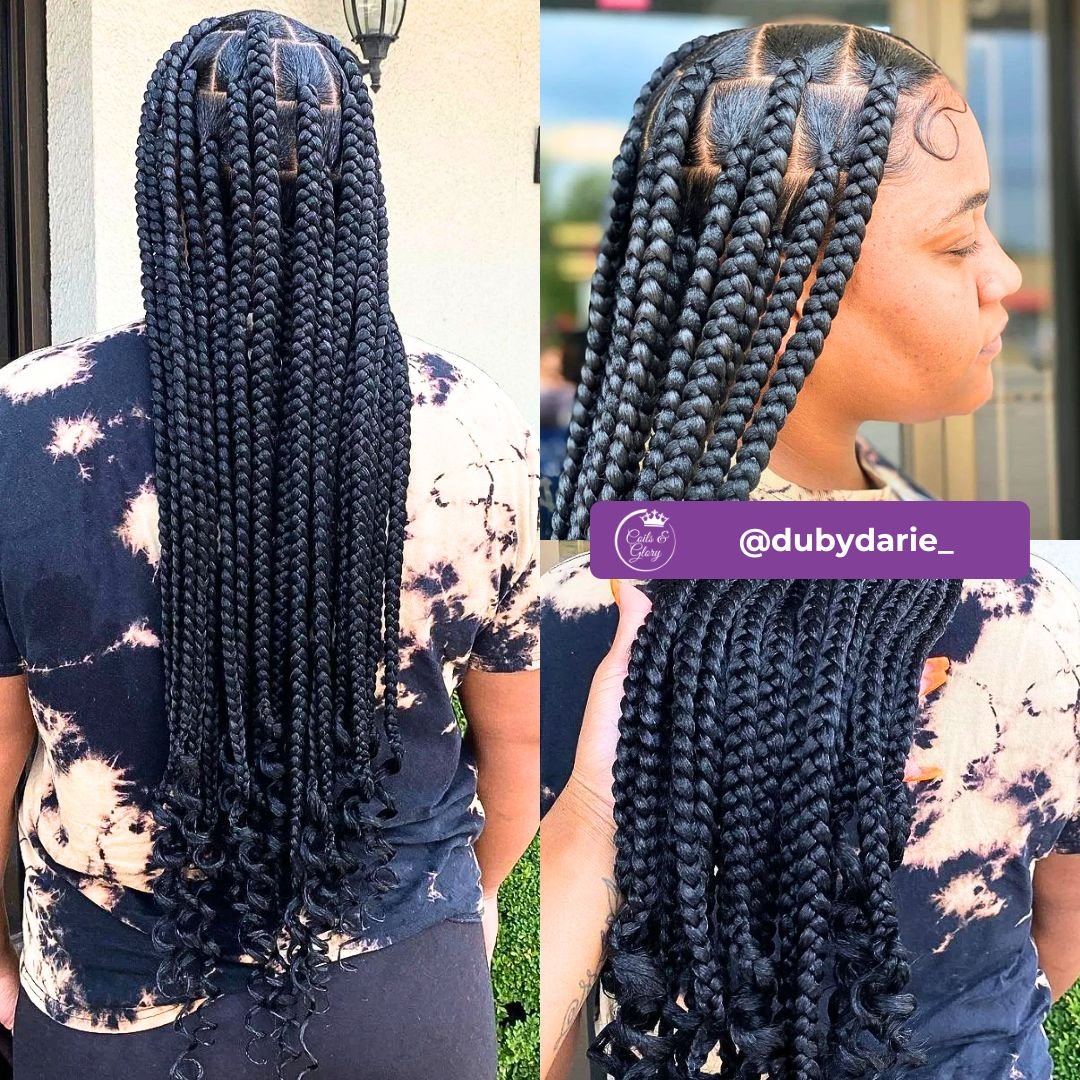 Box braids with curly end