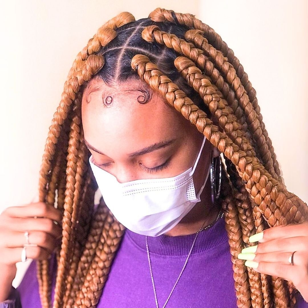 Copper braids on black girls