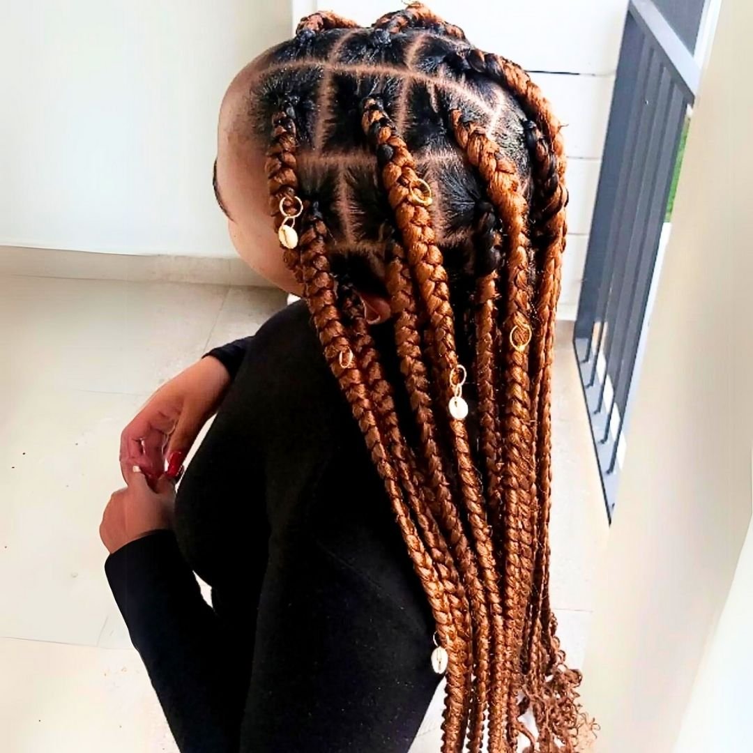 Large braids with hair accessories