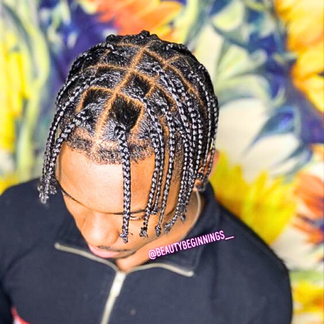 undercut box braids on Men
