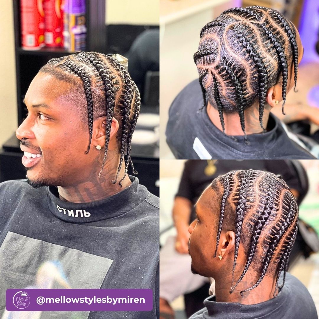Mens stitch braids hairstyle