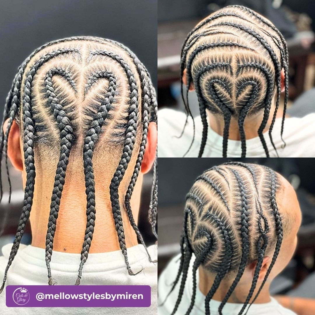Heart-shaped cornrows on Men