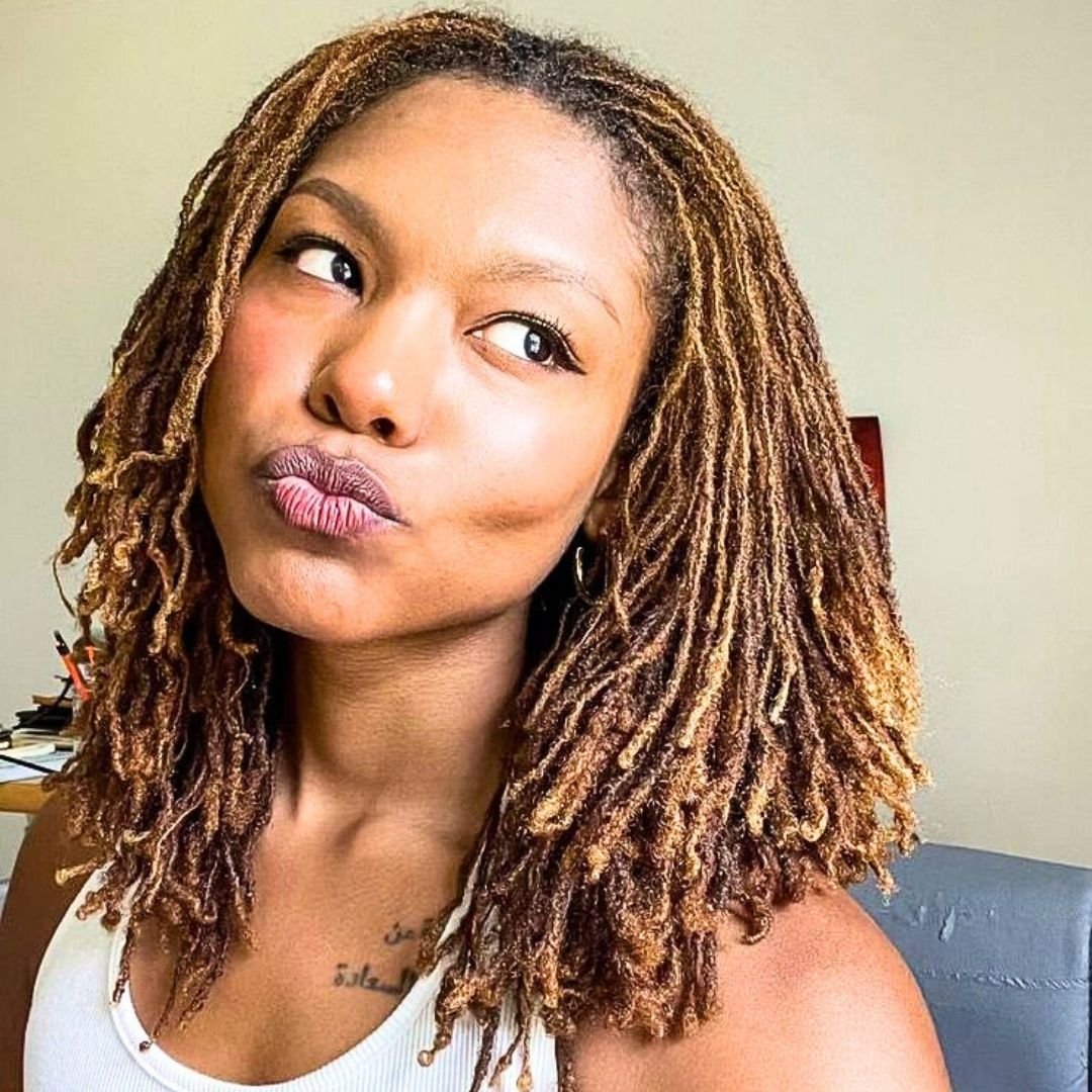 short brown locs on women