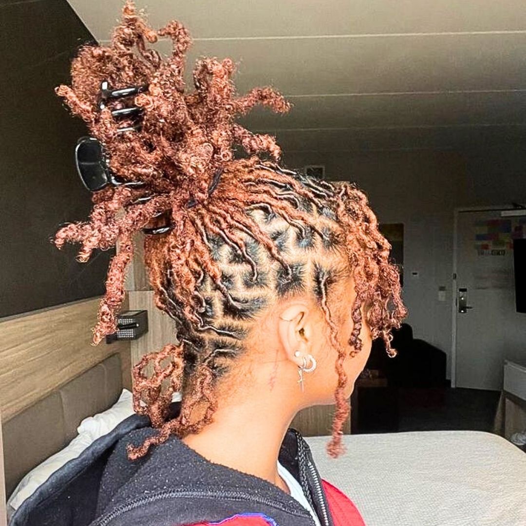 Dyed Freeform locs hairstyle