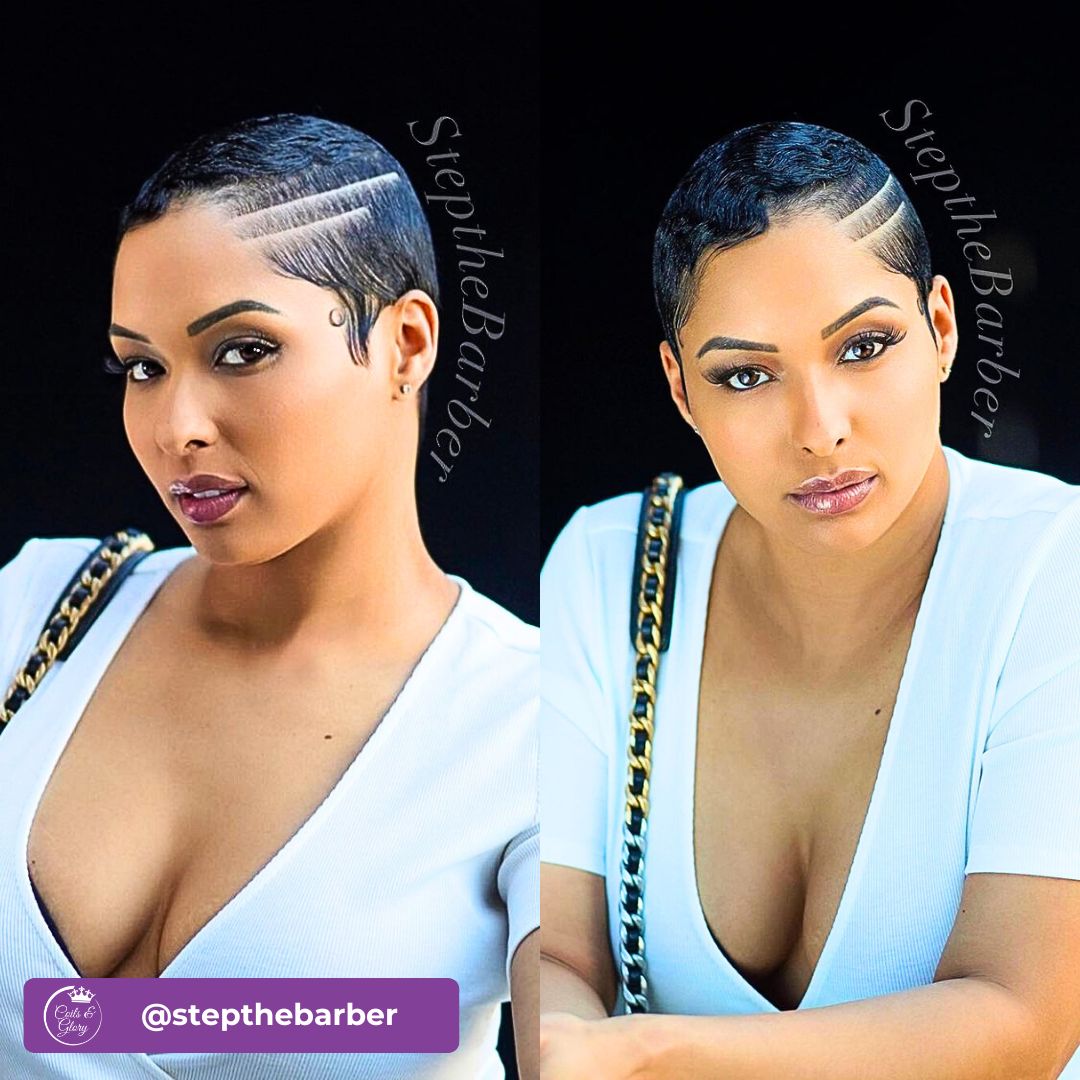 Flat short hair with Line up