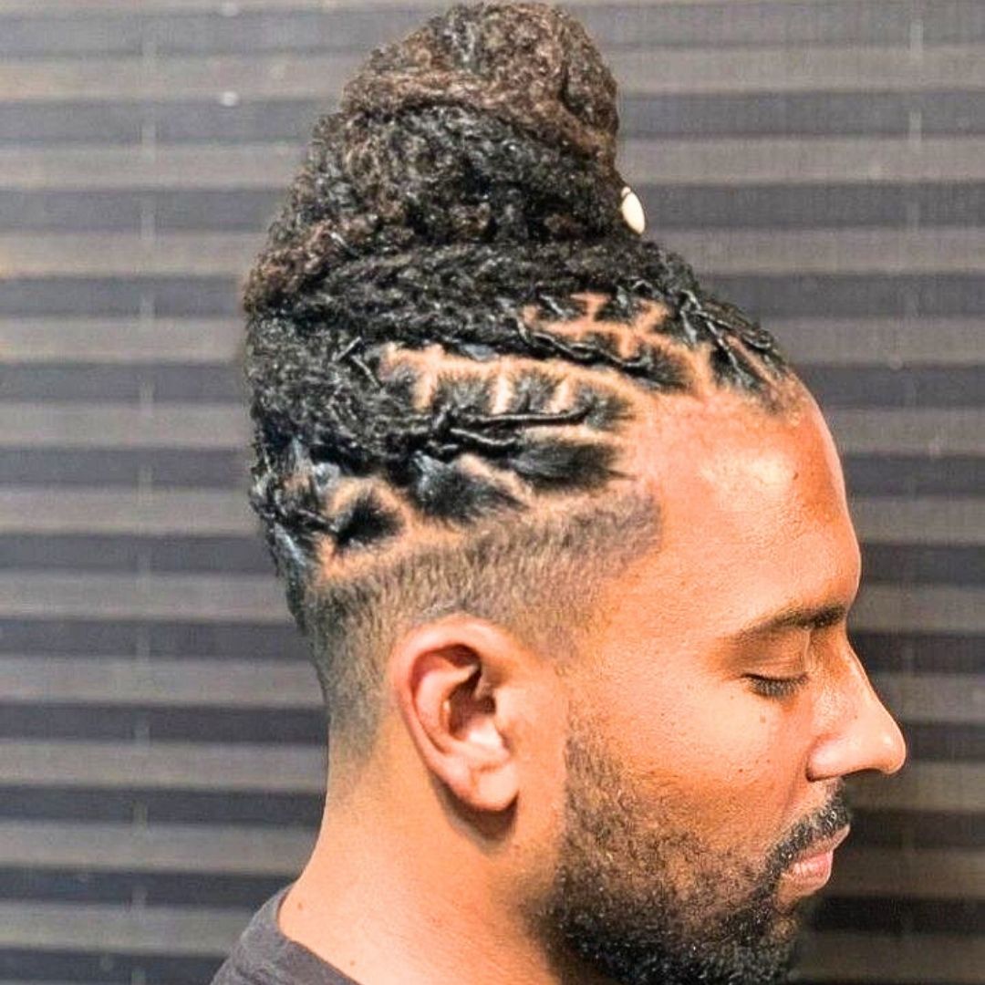 bun locs on men