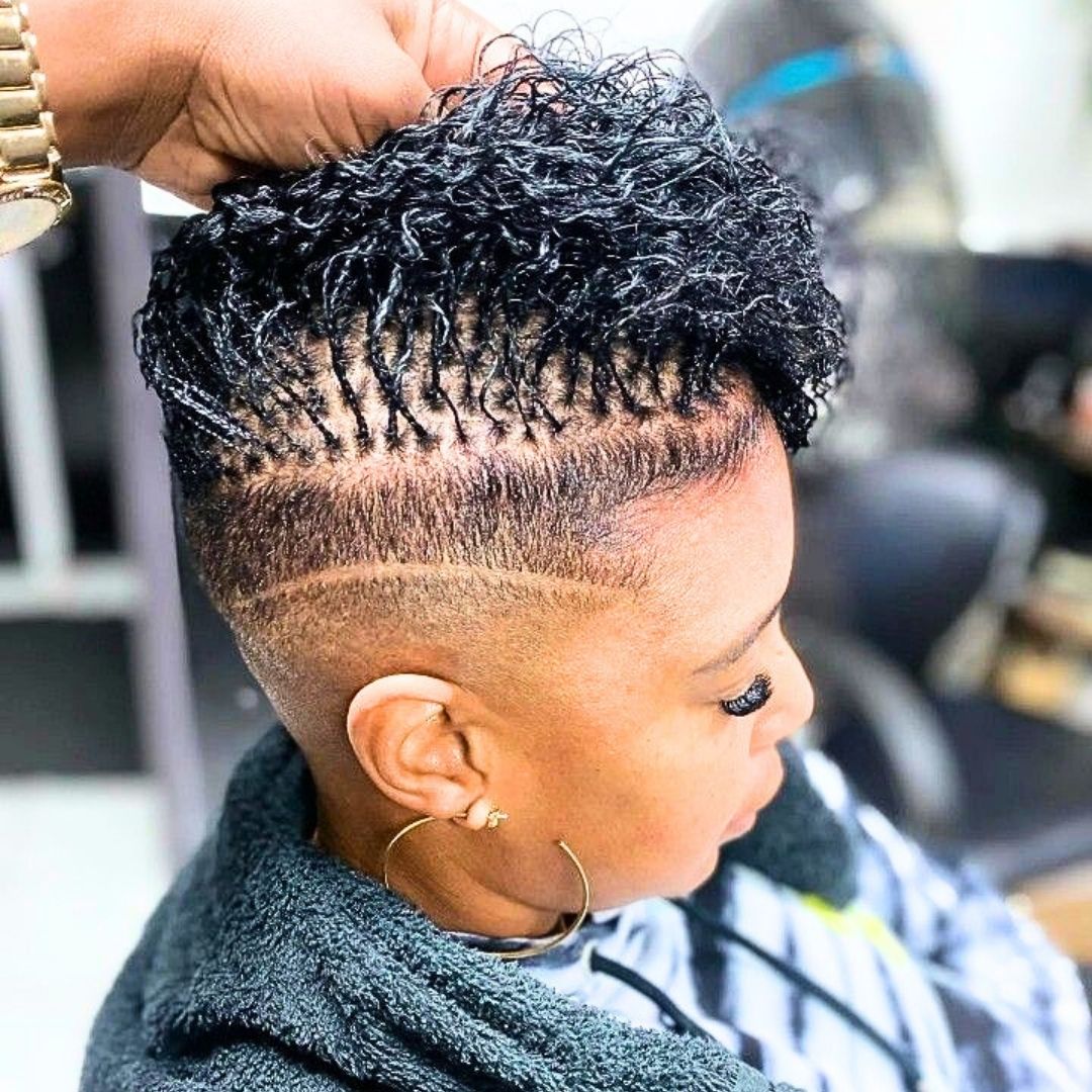 Micro locs mohawk with fade