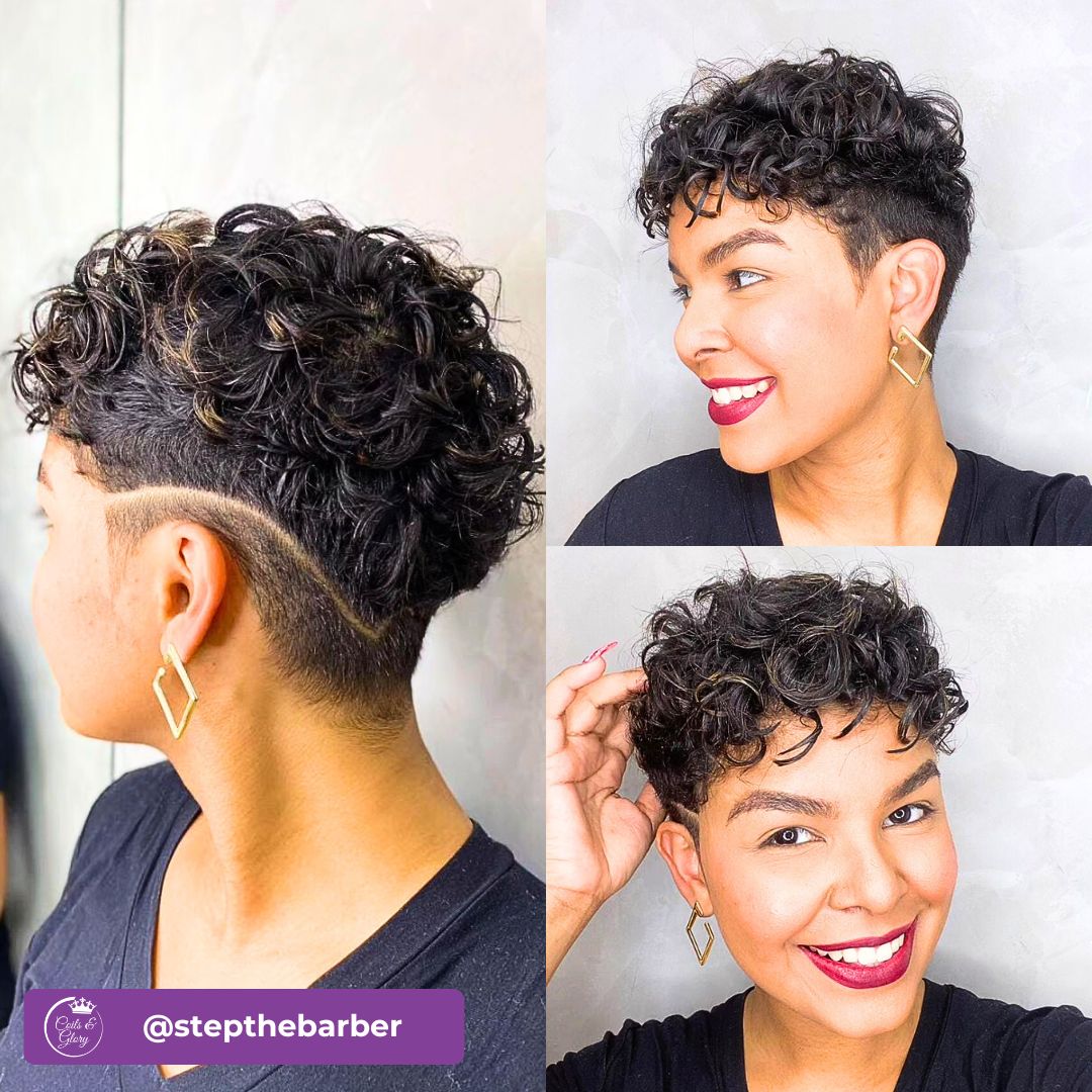 Curly top short hair on women