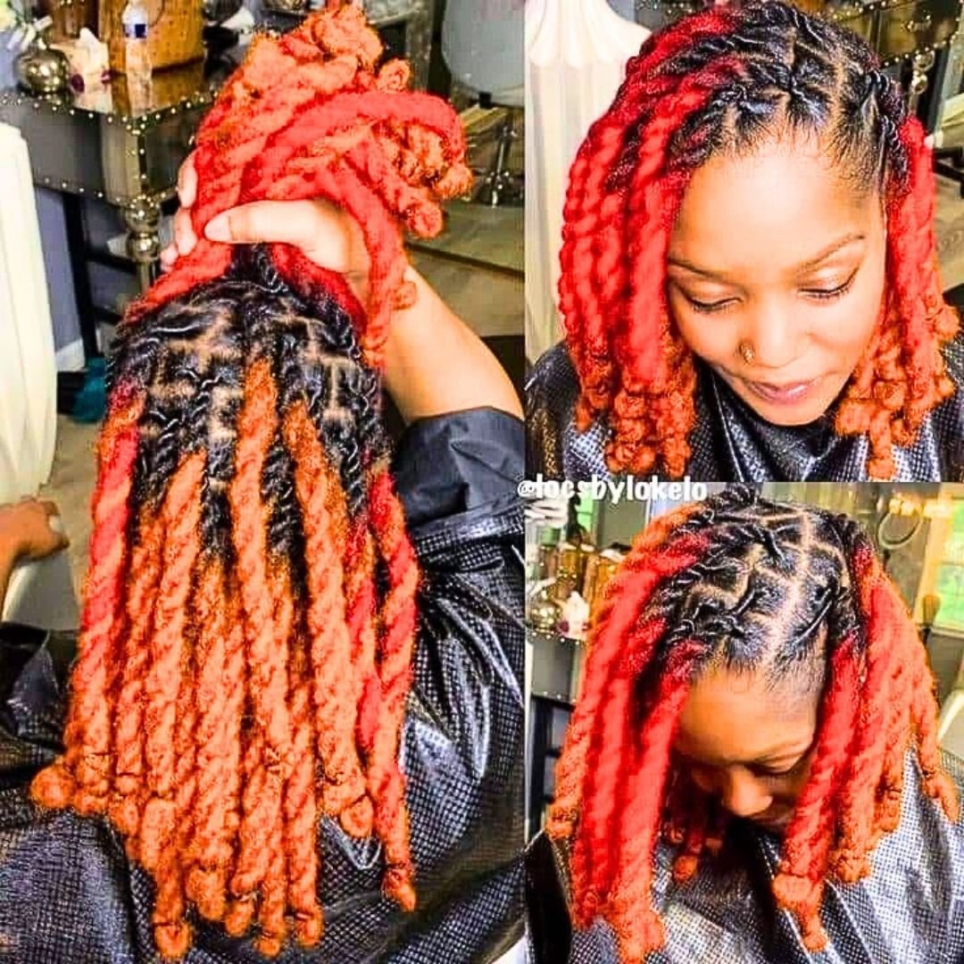 Dyed dreadlocs on black women