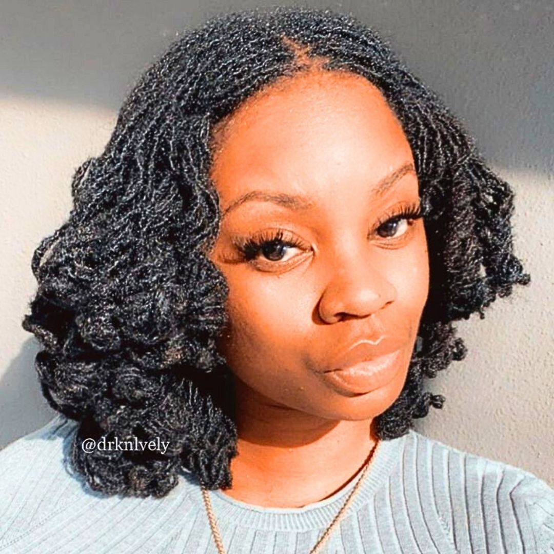 short kinky locs on black women