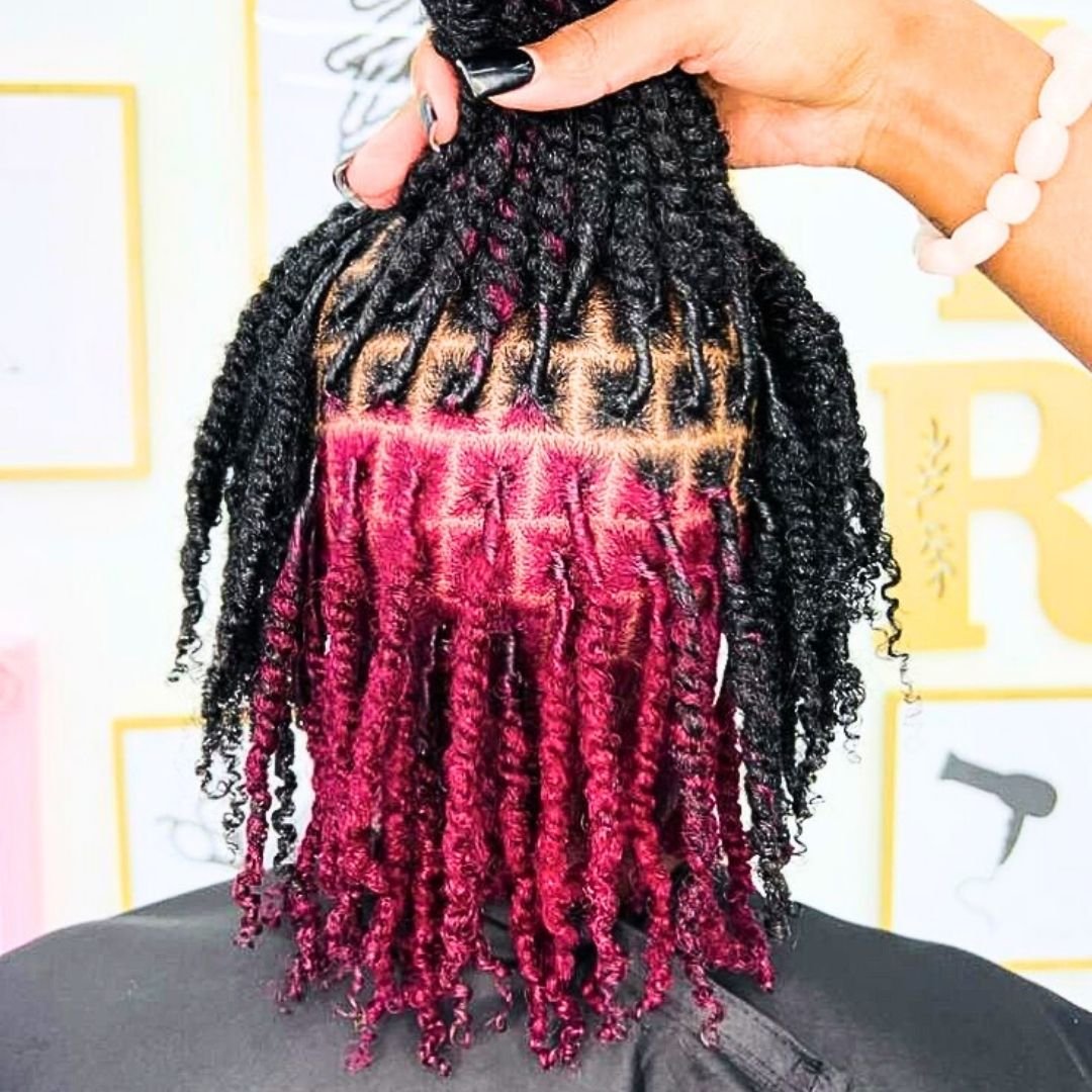 Peek a boo hairstyle on locs