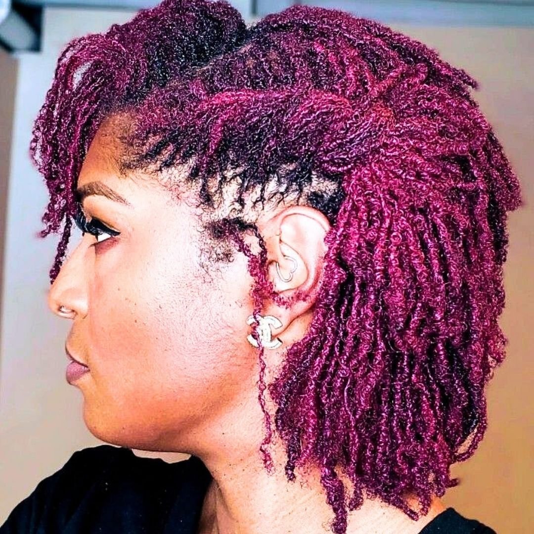 Burgundy short locs
